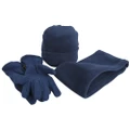 Result Unisex Active Fleece Anti-Pill Winter Hat, Gloves & Neckwarmer Set (Navy) (S)