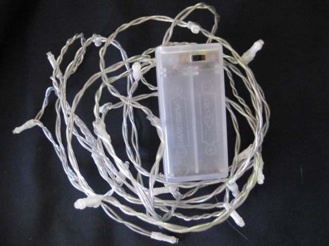 50 Warm White LED bulb fairy lights with battery pack - 5 metre LONG - free post