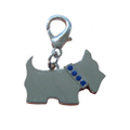 Scotty Dog Collar Charm - Silver/ Blue Crystals
