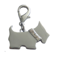 Scotty Dog Collar Charm - Silver/ Clear Crystals
