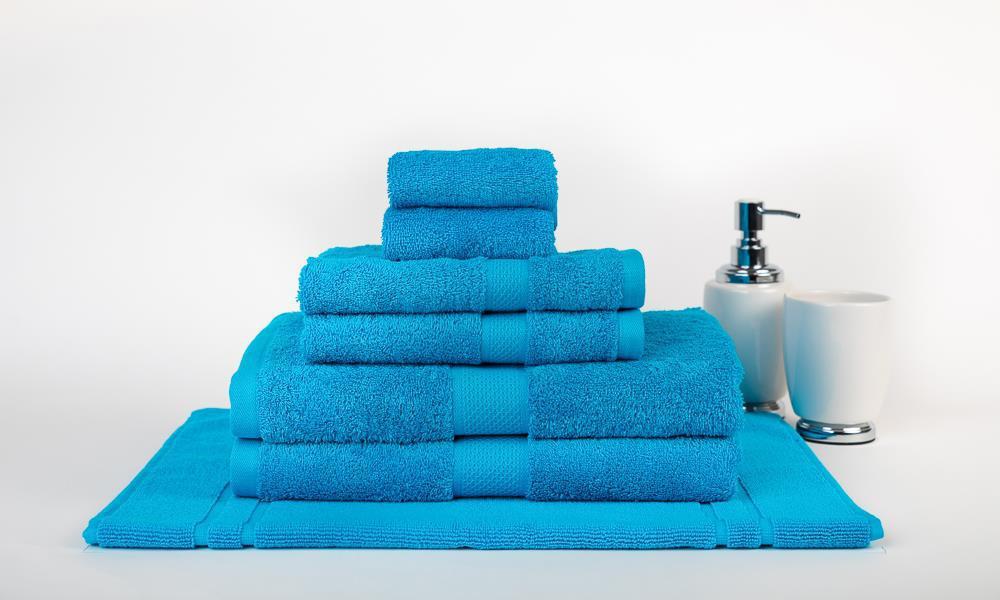 100% Combed Cotton 7 Pieces Bath Towel Set Aqua