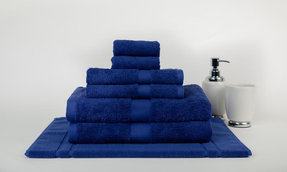 100% Combed Cotton 7 Pieces Bath Towel Set Royal Blue