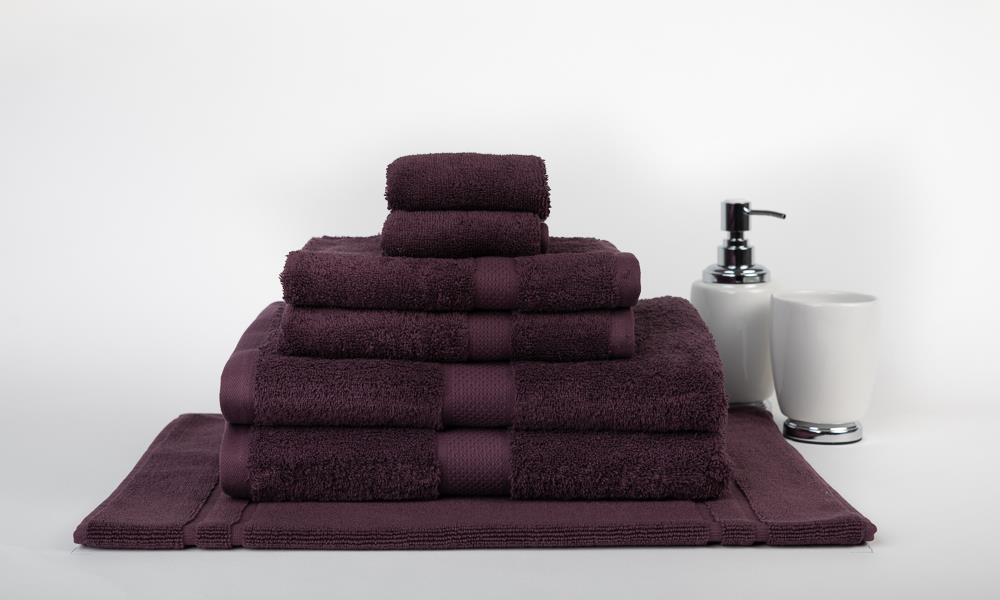 100% Combed Cotton 7 Pieces Bath Towel Set Aubergine