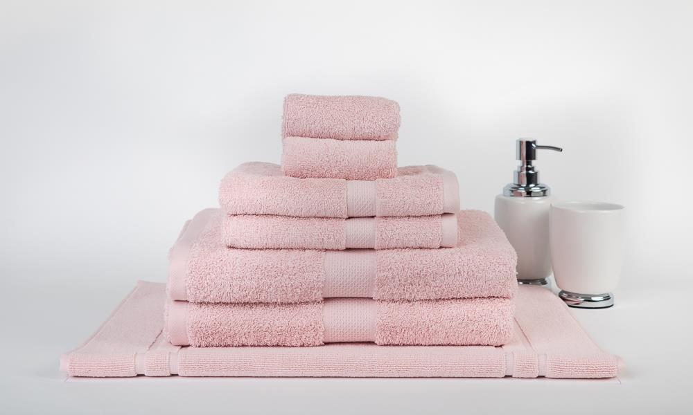 100% Combed Cotton 7 Pieces Bath Towel Set Baby Pink