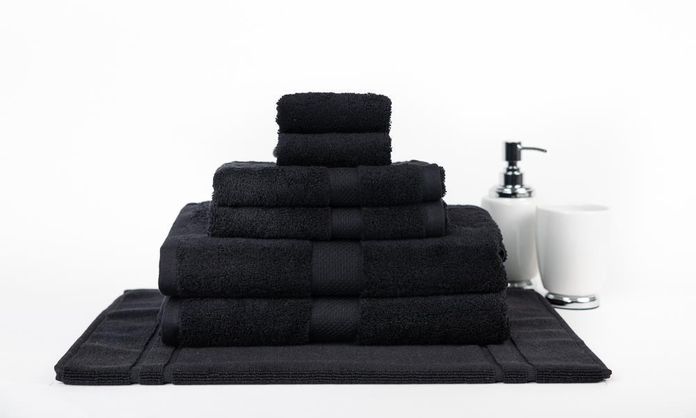 100% Combed Cotton 7 Pieces Bath Towel Set Black