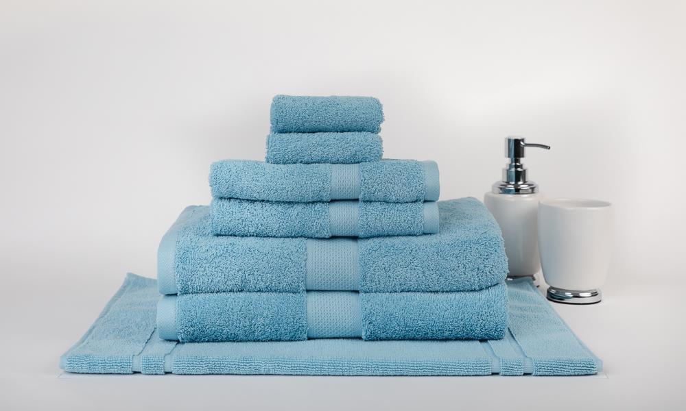 100% Combed Cotton 7 Pieces Bath Towel Set Sky Blue