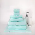100% Combed Cotton 7 Pieces Bath Towel Set Soft Aqua