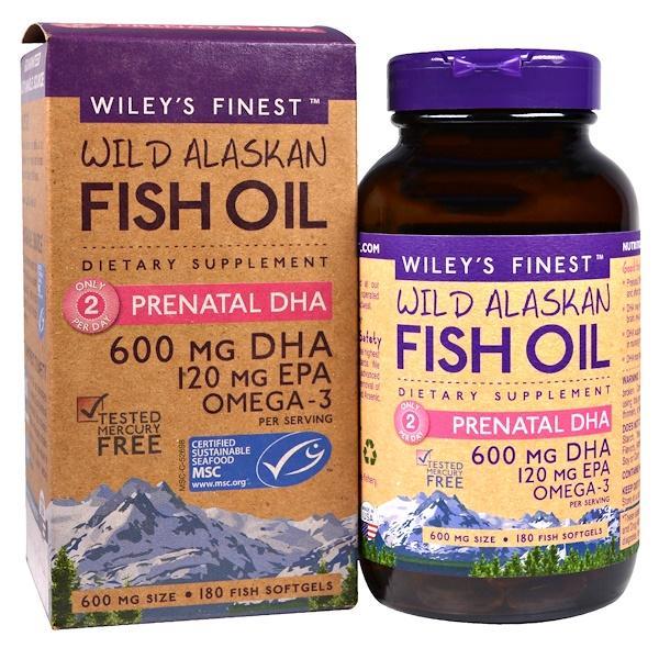Wiley's Finest, Wild Alaskan Fish Oil, Prenatal DHA, 600 mg, 180 Fish Softgels