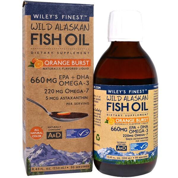 Wiley's Finest, Wild Alaskan Fish Oil, Orange Burst, 660 mg, 250 ml