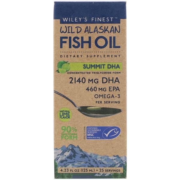 Wiley's Finest, Wild Alaskan Fish Oil, Summit DHA, Natural Lime Flavor, 125 ml