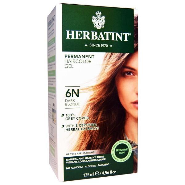 Herbatint, Permanent Haircolor Gel, 6N, Dark Blonde, 135 ml