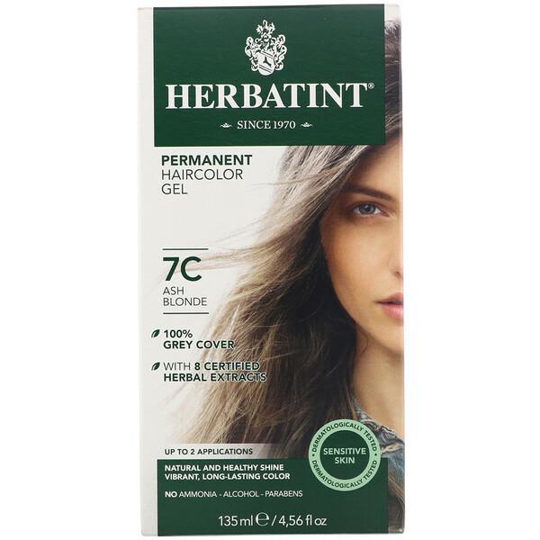 Herbatint, Permanent Haircolor Gel, 7C, Ash Blonde, 135 ml