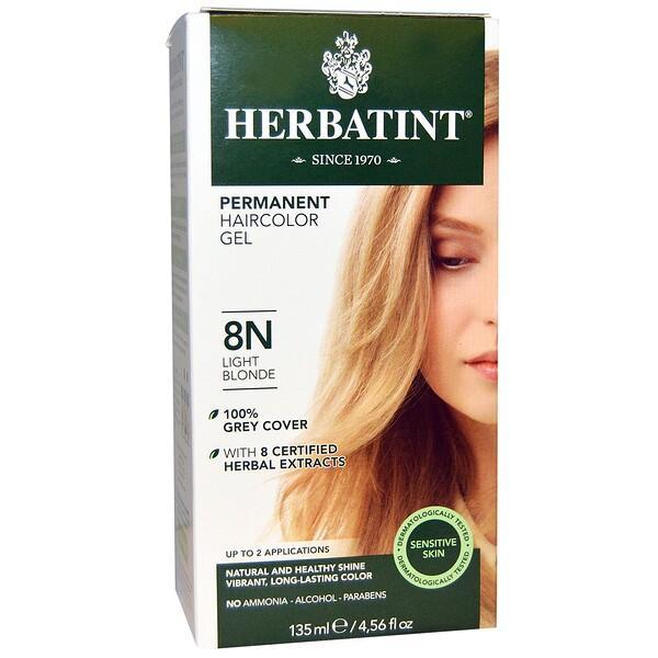 Herbatint, Permanent Haircolor Gel, 8N, Light Blonde, 135 ml