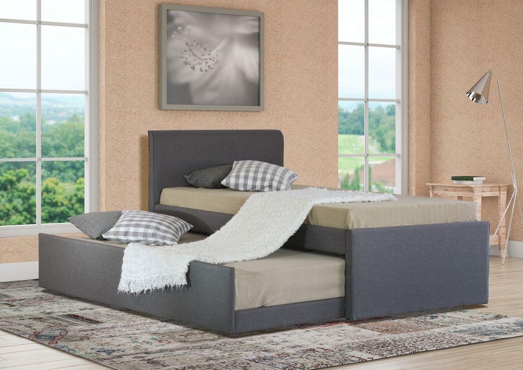 Istyle Selina King Single Trundle Storage Bed Frame Fabric Grey