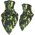 2 Pcs Facemask Camouflage Triangular Binder head Bands Outdoor Riding Windproof Mask Army Fans Tactical Headscarf Special Soldiers Sun Protection Neck Cover GREEN COLOUR