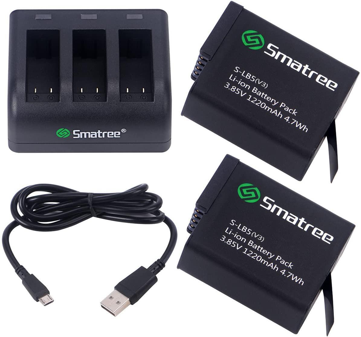 Smatree Battery (2-Pack) with 3-Channel Charger for Gopro Hero 6 Black (Compatible with all newest firmware)