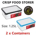 2x Fresh Food Storer 1.25L Air Tight Container Home Kitchen Storage Cooking Box