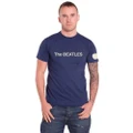 The Beatles T Shirt band Logo & Apple applique new Official Mens Navy Blue