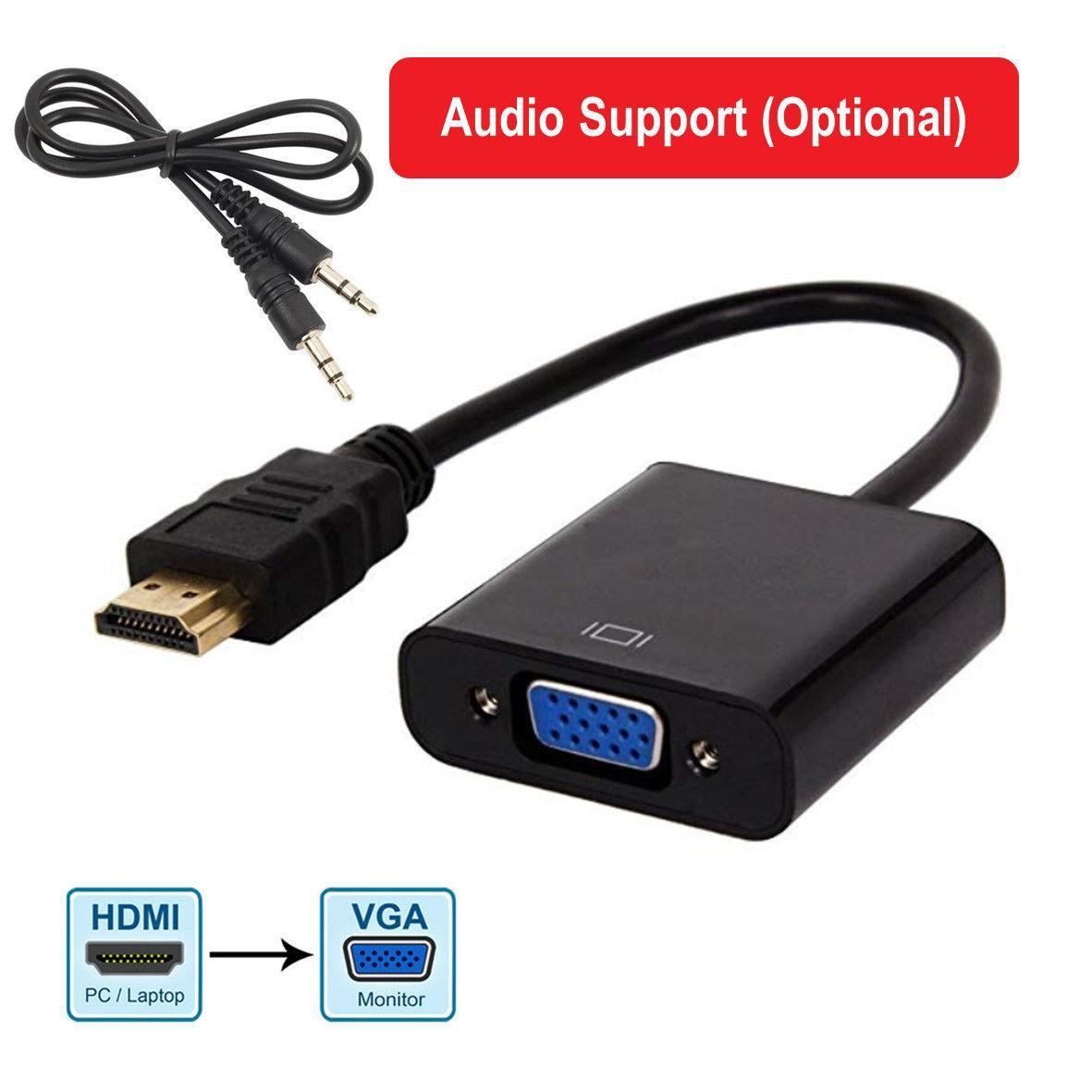 HDMI Male to VGA Female 1080p Adapter Video Cable Converter Audio Support