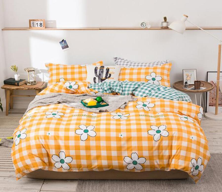 3D Yellow Grid Flower 13003 Quilt Cover Set Bedding Set Pillowcases 3D Duvet cover