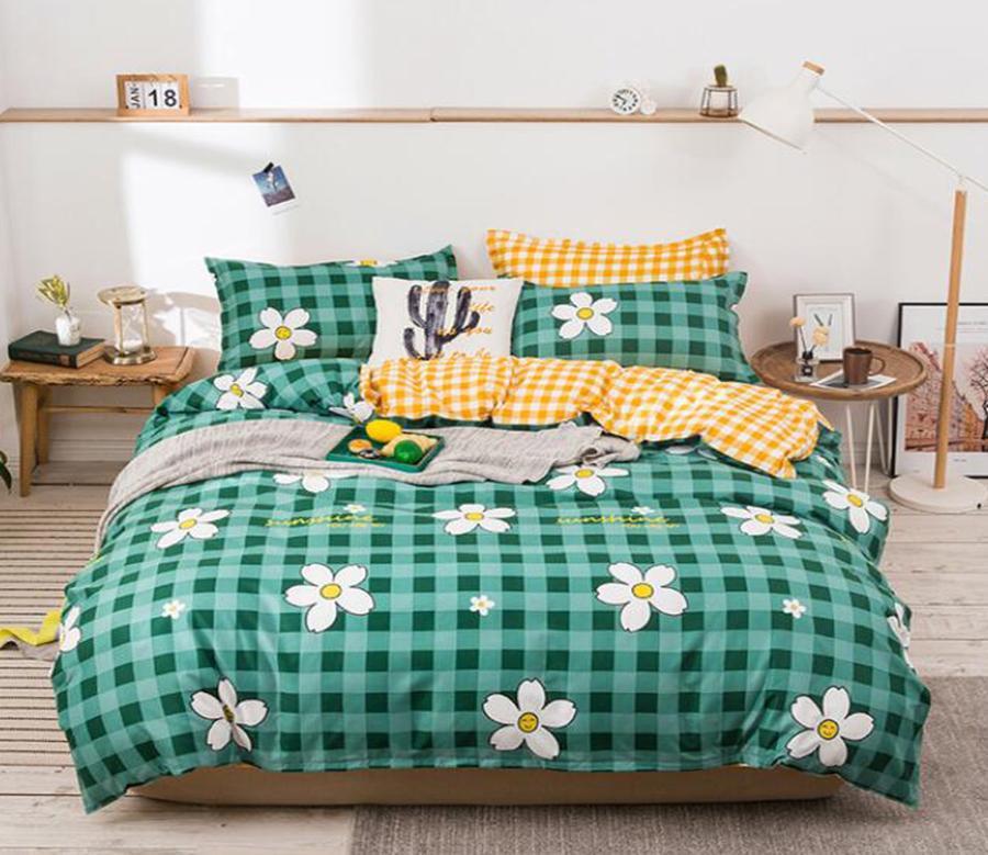 3D Green Lattice Flower 13007 Quilt Cover Set Bedding Set Pillowcases 3D Duvet cover