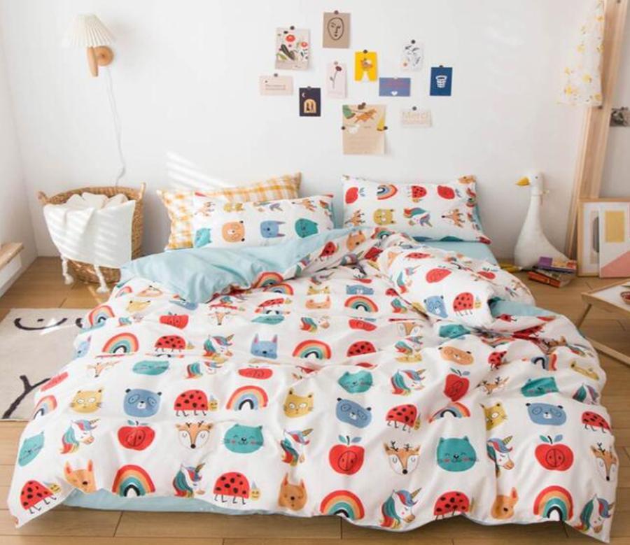 3D Rainbow Apple Cat 5024 Quilt Cover Set Bedding Set Pillowcases 3D Duvet cover