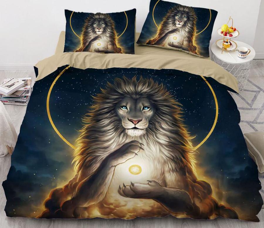 3D Lion Aperture 8852 Quilt Cover Set Bedding Set Pillowcases 3D Duvet cover