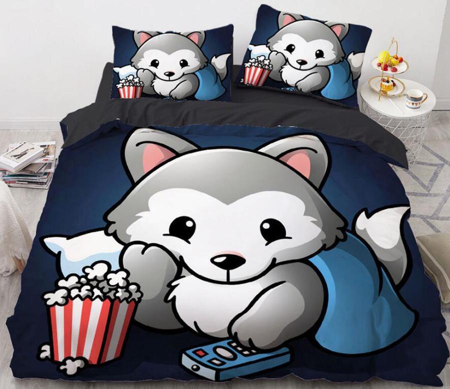 3D Cartoons Dog Popcorn 8830 Quilt Cover Set Bedding Set Pillowcases 3D Duvet cover