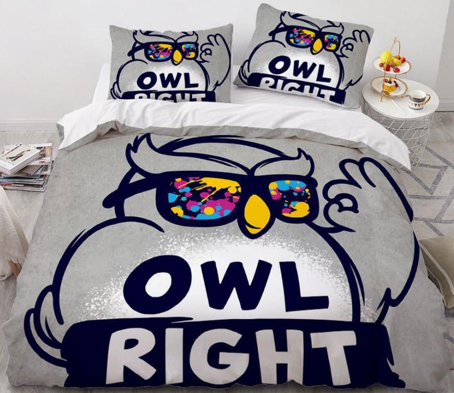 3D Cartoons owl Wear Glasses 8825 Quilt Cover Set Bedding Set Pillowcases 3D Duvet cover