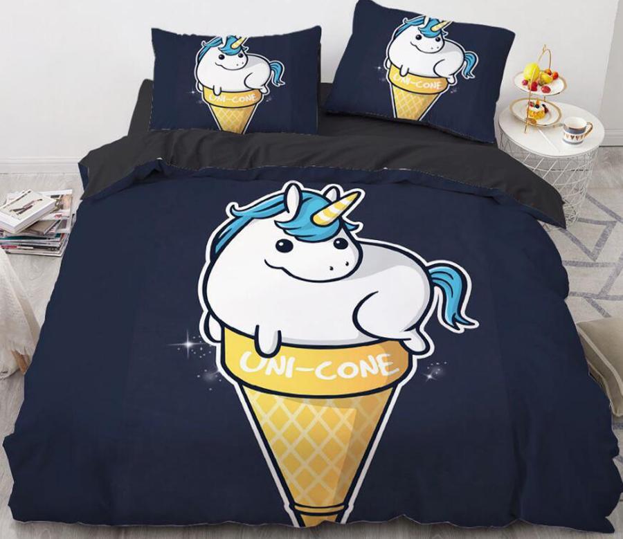 3D Cartoons Cone Unicorn 8813 Quilt Cover Set Bedding Set Pillowcases 3D Duvet cover