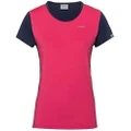 HEAD Girls Mia Tennis Top T-Shirt Competition Short Sleeve Tee - Pink/Dark Blue - Small