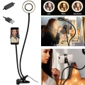 9cm USB LED Fill Ring Light with Adjustable Stand Clip and Phone Holder Bracket Dimmable Led Camera Ringlight for Live Stream/Make Up/for YouTube(with Ring Light and Phone Holder)