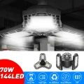 70W 108LED 7000 Lumens 108LED E27 LED Garage Lights Deformable Design Workshop Lamp Ceiling Light(black,70W)