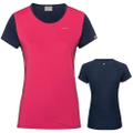 HEAD Womens Mia T-Shirt Tennis Sports Gym Workout - Magenta/Dark Blue - L