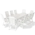 11 Piece Outdoor Dining Set Plastic White vidaXL