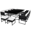 13 Piece Outdoor Dining Set with Cushions Poly Rattan Black vidaXL