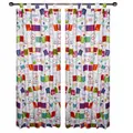 Happy Kids Pair of Glow in the Dark SMS Text Tab Top Children Kids Curtains