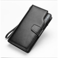 Men Business Leather Long Wallet Clutch Purse Bag ID Credit SIM Card Holder For iPhone Samsung BLACK COLOR