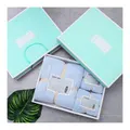 3Pcs Set Coral-Fleece Water Absorption Drying Bathing Face Towels Gift Set (Blue)