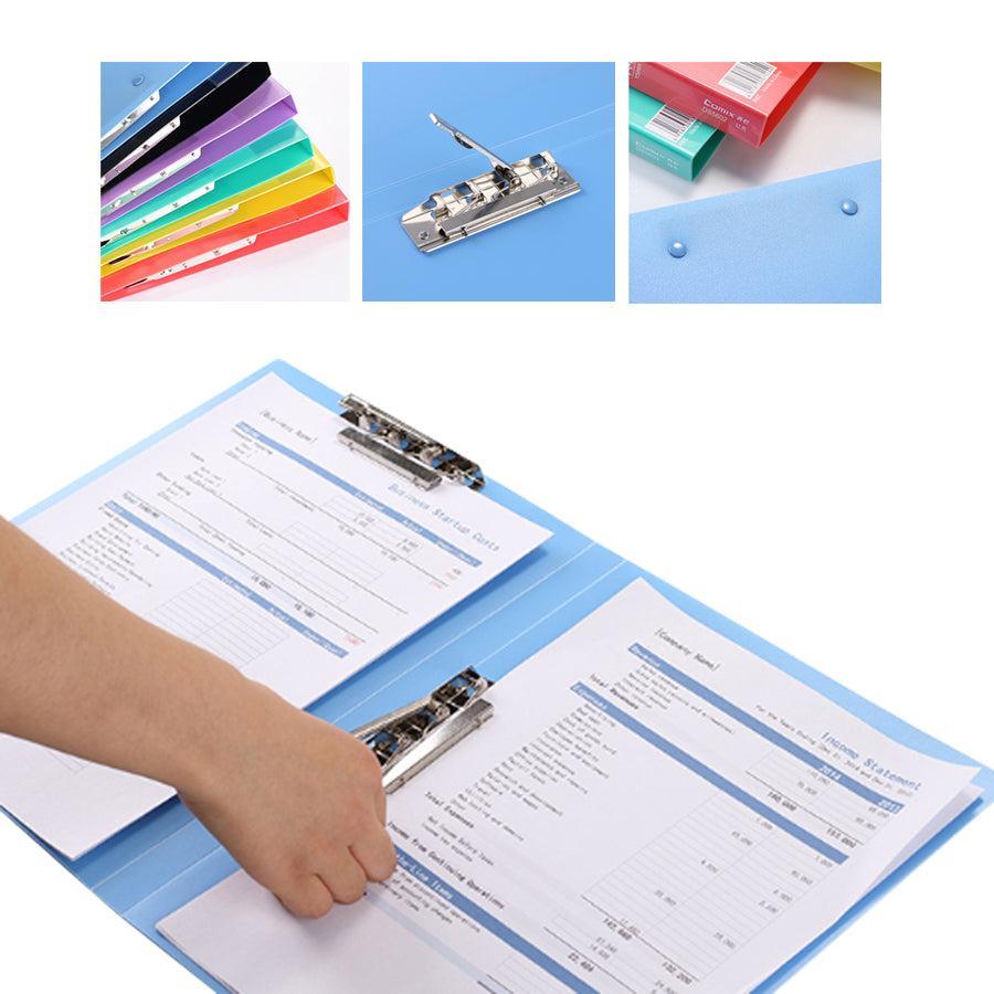 4x A4 Double Clip File Folder Portable For Files Sorting Document Holder