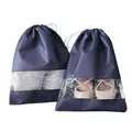Shoes Clear Storage Bag Slippers Sandals Dustproof Storage Bag Drawstring Bag (BlueM Size)