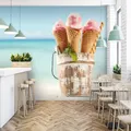 3D Home Wallpaper Wooden Barrel Ice Cream 4343 Woven paper (need glue), XL 208cm x 146cm (WxH)(82''x58'')
