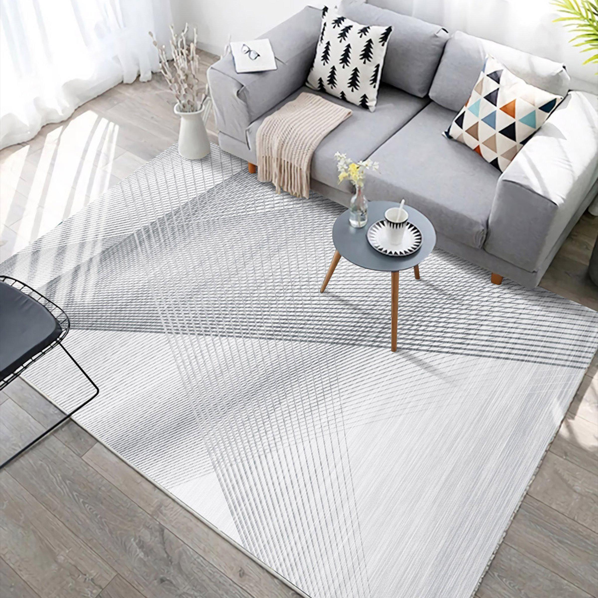 3D Home Carpet Gray Stripe WG300 Non Slip Rug Mat, 40cmx60cm (15.7"x23.6")