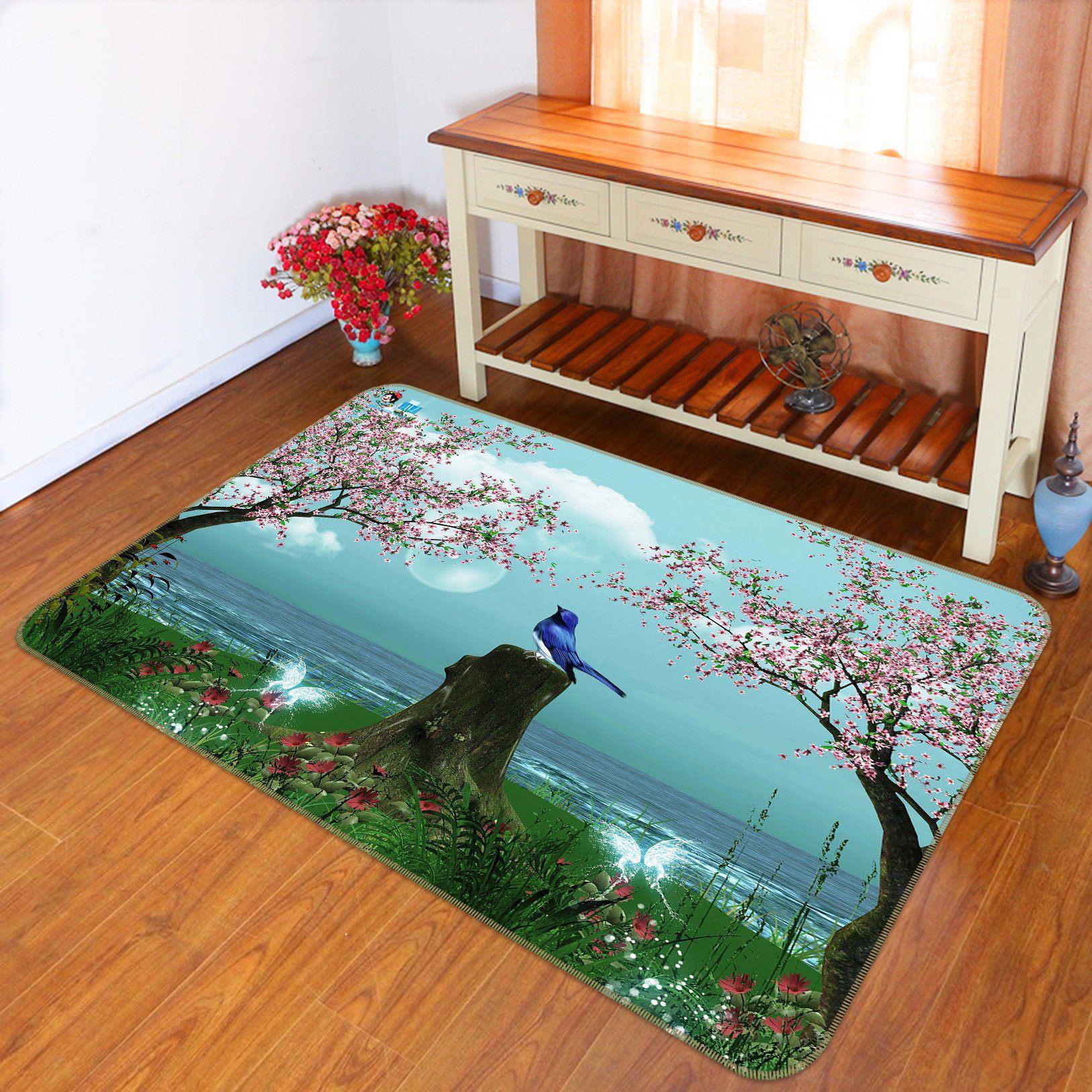 3D Home Carpet Peach Blossom Bird 709 Non Slip Rug Mat, 40cmx60cm (15.7"x23.6")