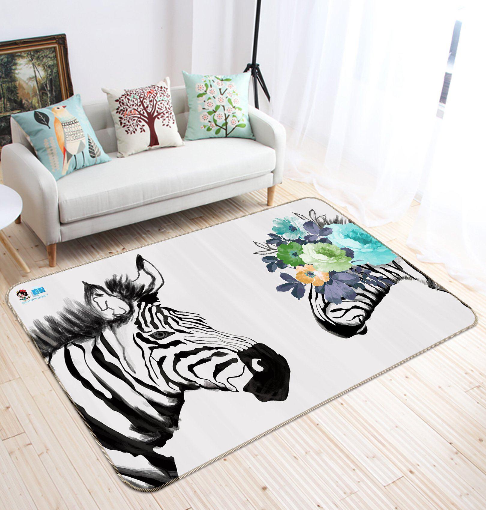 3D Home Carpet Zebra Vision 598 Non Slip Rug Mat, 40cmx60cm (15.7"x23.6")