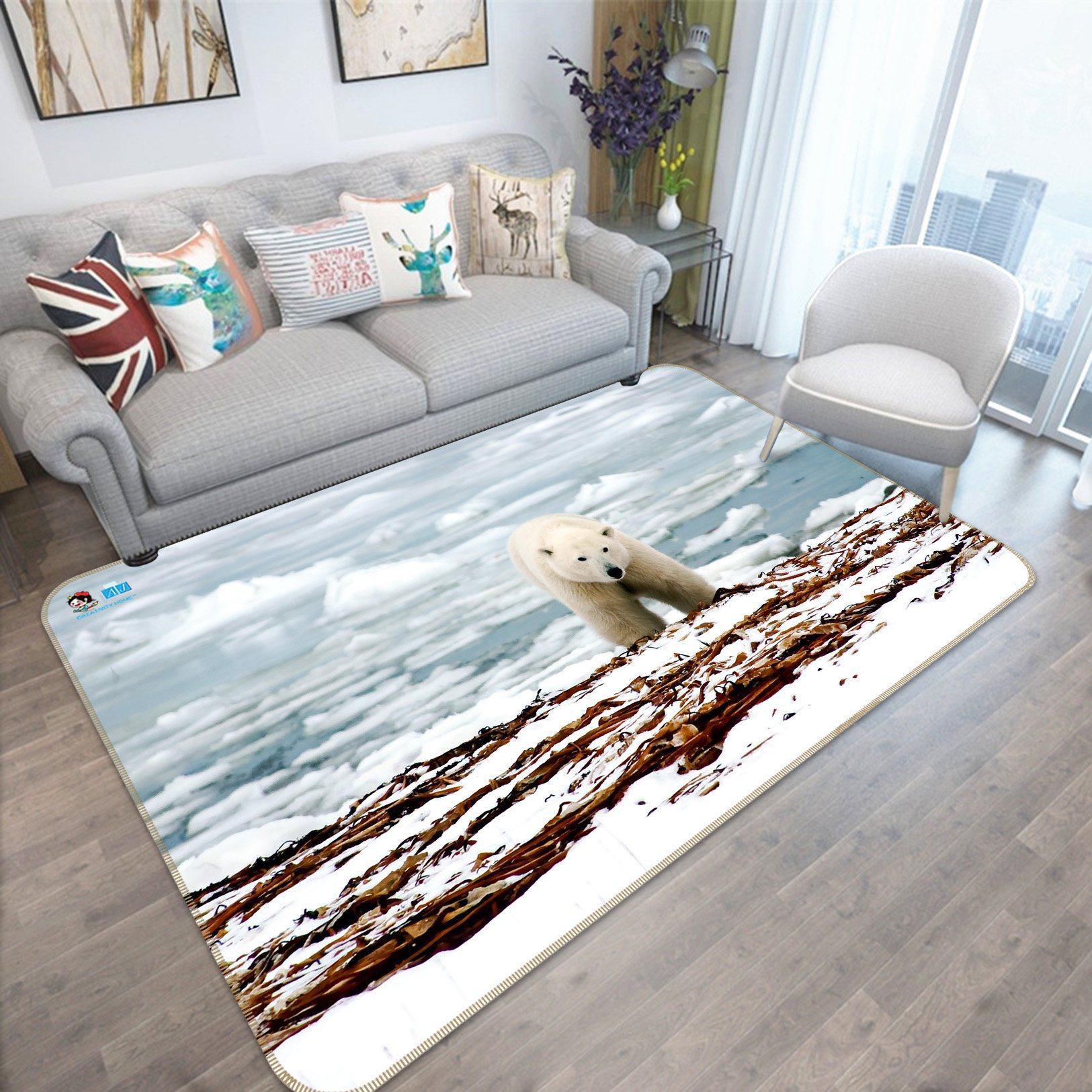3D Home Carpet Seaside Polar Bear 258 Non Slip Rug Mat, 120cmx180cm (47.2"x70.9")