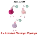 3 x Flamingo Plush Key Ring Chain Cute Decor Novelty Bag Luggage Car Doll Fluffy