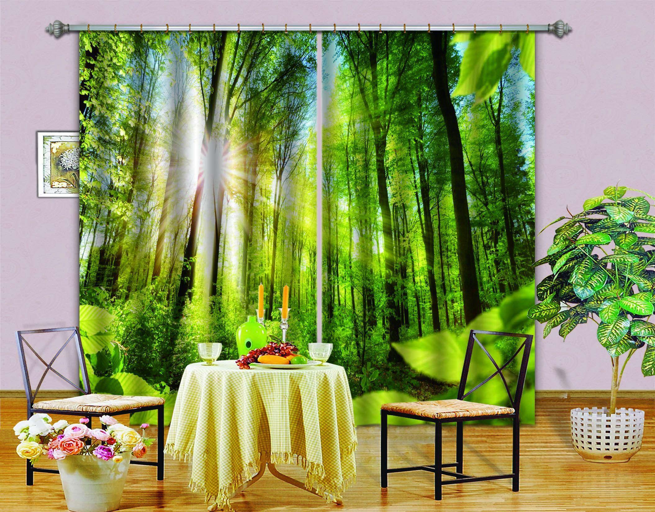 3D Printing Curtain Forest Bright Sunbeams 739 ACHX Curtains Drapes, 203cmx160cm(WxH) 80''x 63''