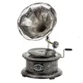 Circular Etched Silver Horn Gramophone