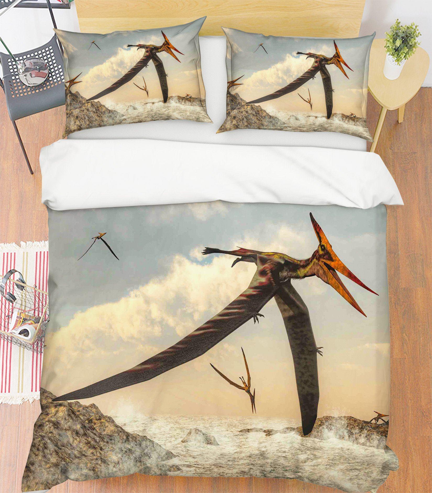3D Bedding Sheet Pterosaur Flying 075 Quilt Cover Set Bedding Set Pillowcases 3D Duvet cover